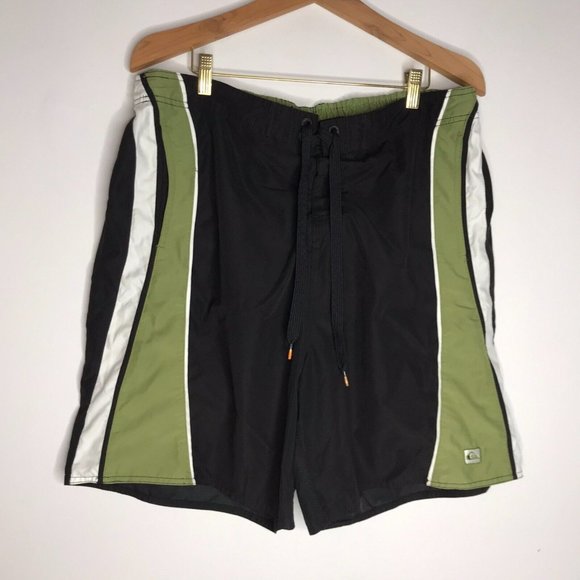 Quicksilver Men’s Size XL Green White Black Swim Trunks Shorts Lined - Picture 1 of 7